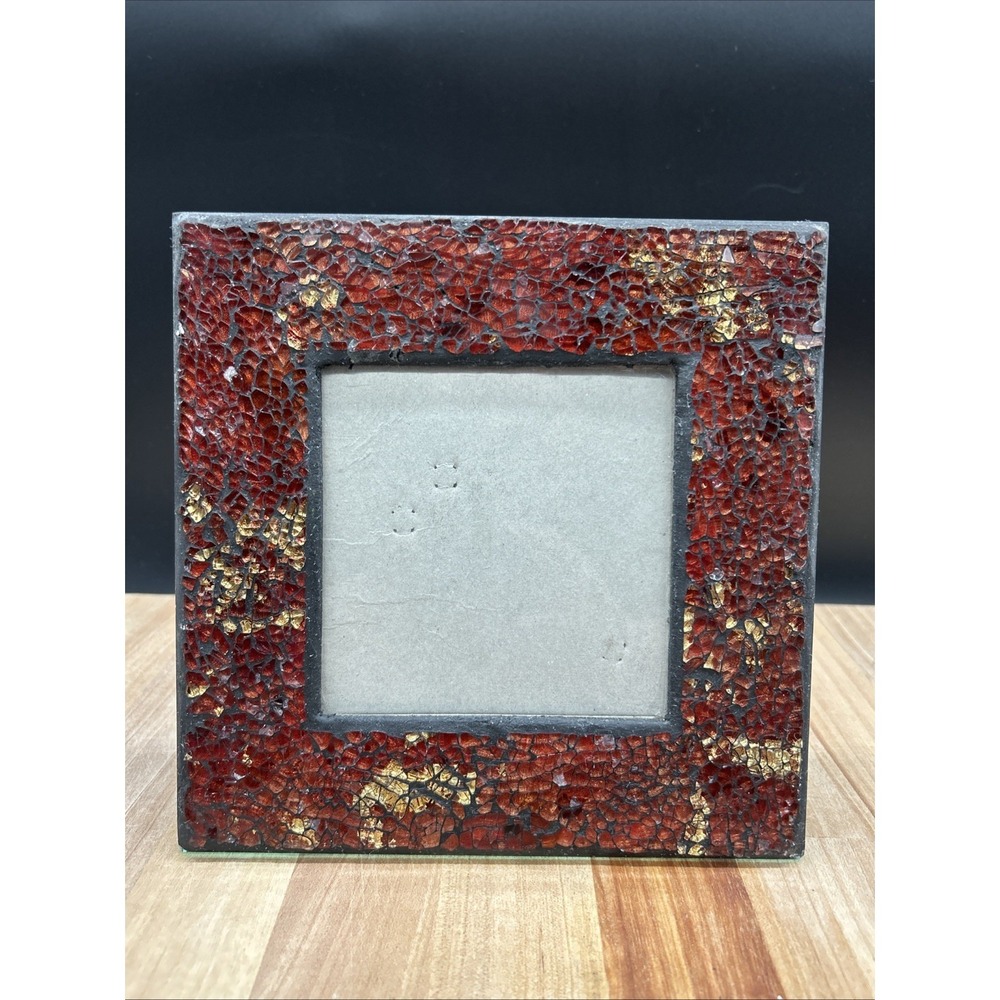 Mosaic Stained Glass Picture Frame Art Deco Style Burgandy Home Decor